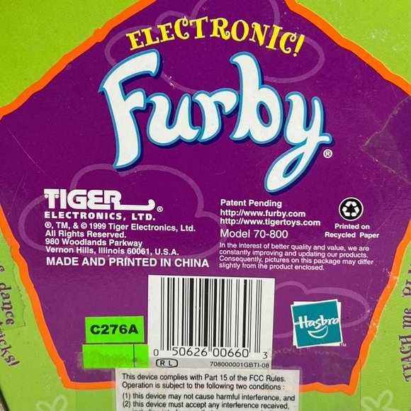 Furby Vintage‎ 1999 Raccoon Silver Gray Stripe - Brown Eyes - Factory Sealed Box - Picture 10 of 10